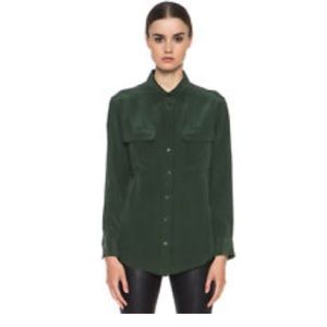 Equipment collared silk button down